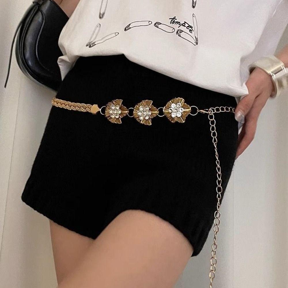 Gold Silver Chain Belt High-end Design Metal Chain Waistband Fashion Dress Belt Chain  Women
