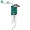 SATA 9-Piece Extra Long Metric Hex Key Set, Ball End, Stainless Steel, Flat Head