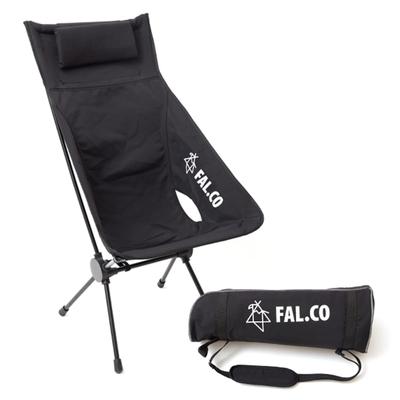 FAL.CO FOLD HOLD CHAIR - Utility High Back Chair - Outdoor Camping, Foldable, Black, Side Pockets, Fishing, Hiking, Festivals