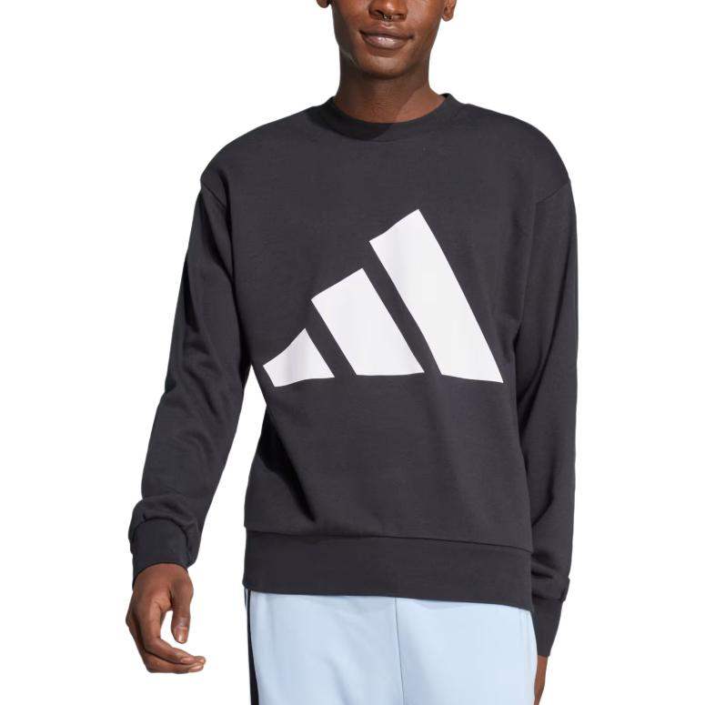 Adidas Essentials Moletom Felpudo com Logo Grande Preto/Branco Masculino Streetwear JE8949