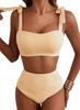 Women Two-piece Halter Vest Swimwear Sexy Striped Ruffle High Waisted Bikinis Set Female Bathing Suit Tie Strap Beachwear