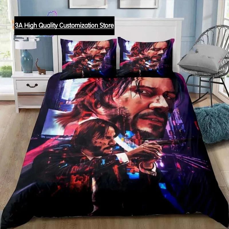 Thriller Film John Wick Bettwäsche Set Einzelbett Twin Bett Vollbett Queen Size Bett Set Erwachsener Jungen Schlafzimmer Bettwäsche Geschenk