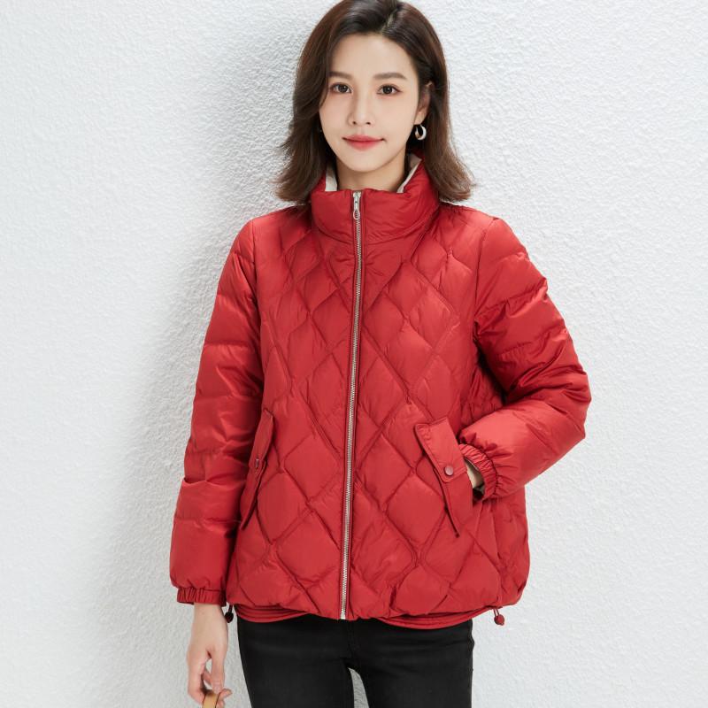 2024 autumn and winter new down jacket women's light and thin stand-up collar 90 white duck down fashion and thin short coat