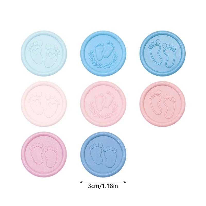652F Pack of 50 Pearls Pink Wax Seal Sticker with Infant Footprint Easy Application