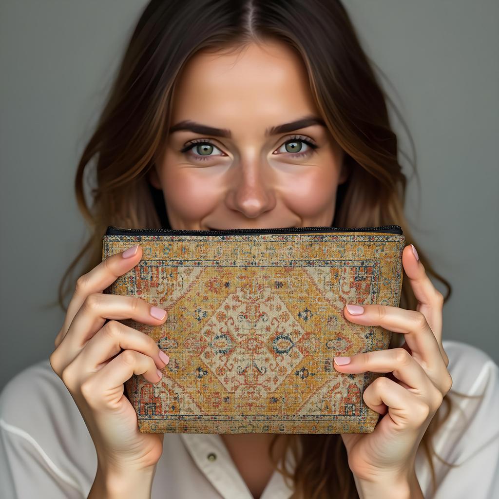 New Creative Pattern Zipper Storage Bag Printed Fine Hemp Cloth Bag Women's Multi Functional Makeup Bag