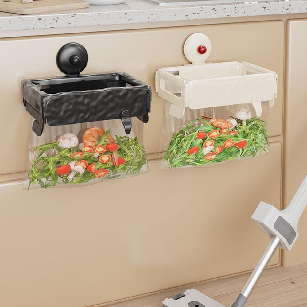 Foldable Suction Cup Trash Bag Holder Space Saving Rubbish Storage Holder  Cabinet