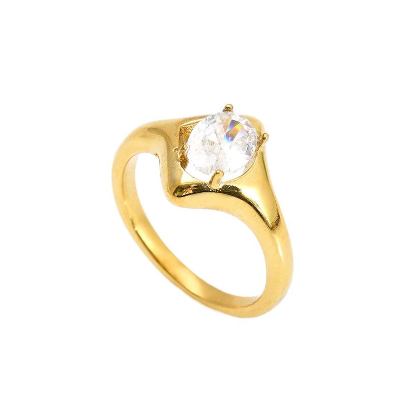 European and American style stainless steel ring with cubic zirconia14k Light luxury fashion versatile ring jewelry