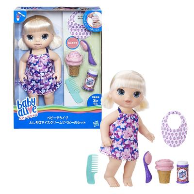 Hasbro Baby Alive Tajemná panenka s motivem zmrzliny a miminka s blond vlasy, hřebenem na zmrzlinu a dalšími doplňky, hračka pro 3leté dívky a chlapce.