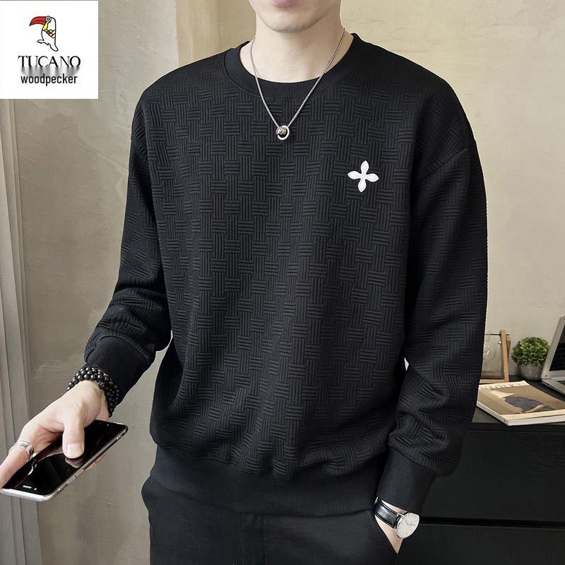 Woodpecker Men s Autumn/Winter White Velvet-Trimmed Long Sleeve Loose Fit Hoodie 2XL