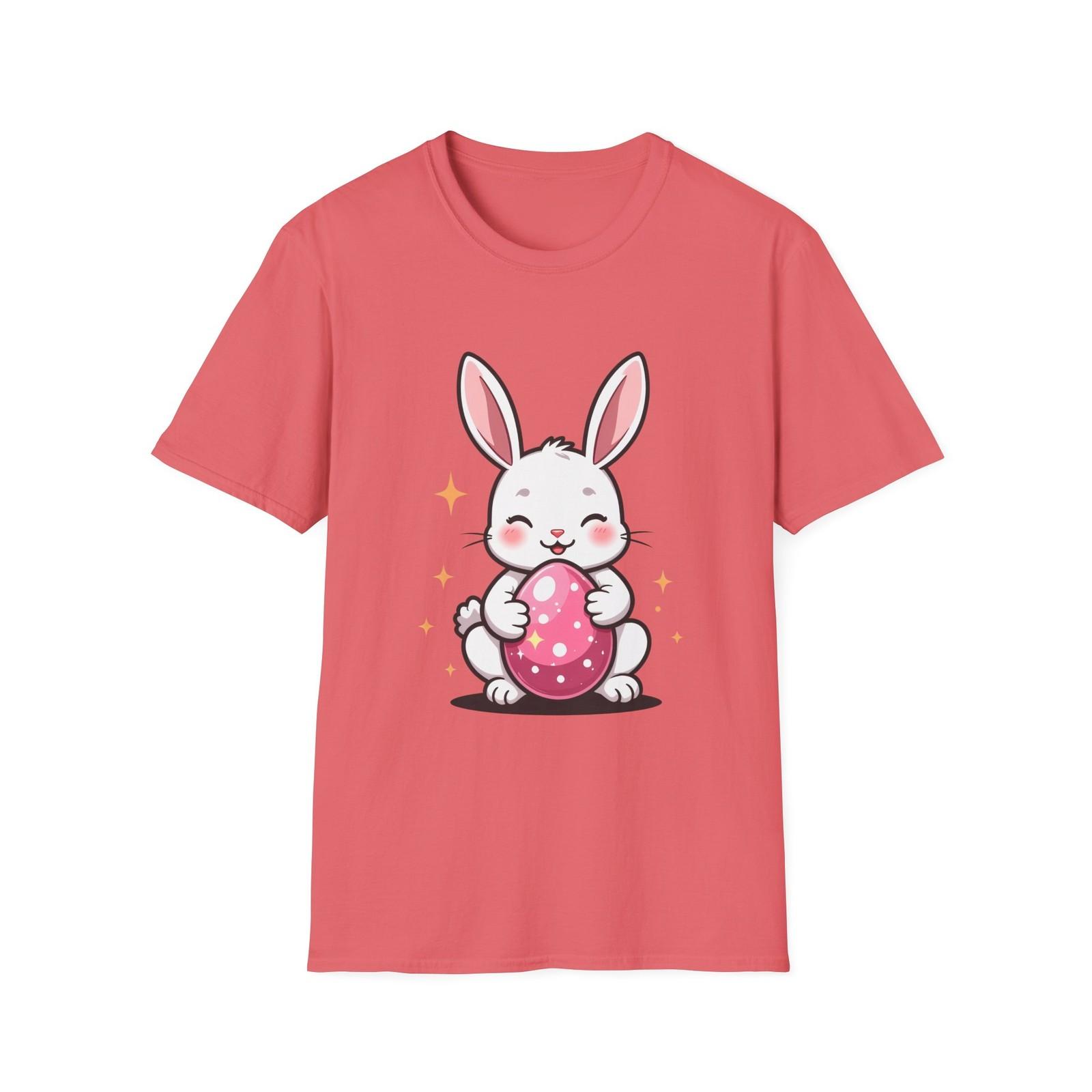 Unisex Softstyle Cute Bunny Easter T-Shirt Mens Womens Tees Top: Whimsical, Spring , Adorable L