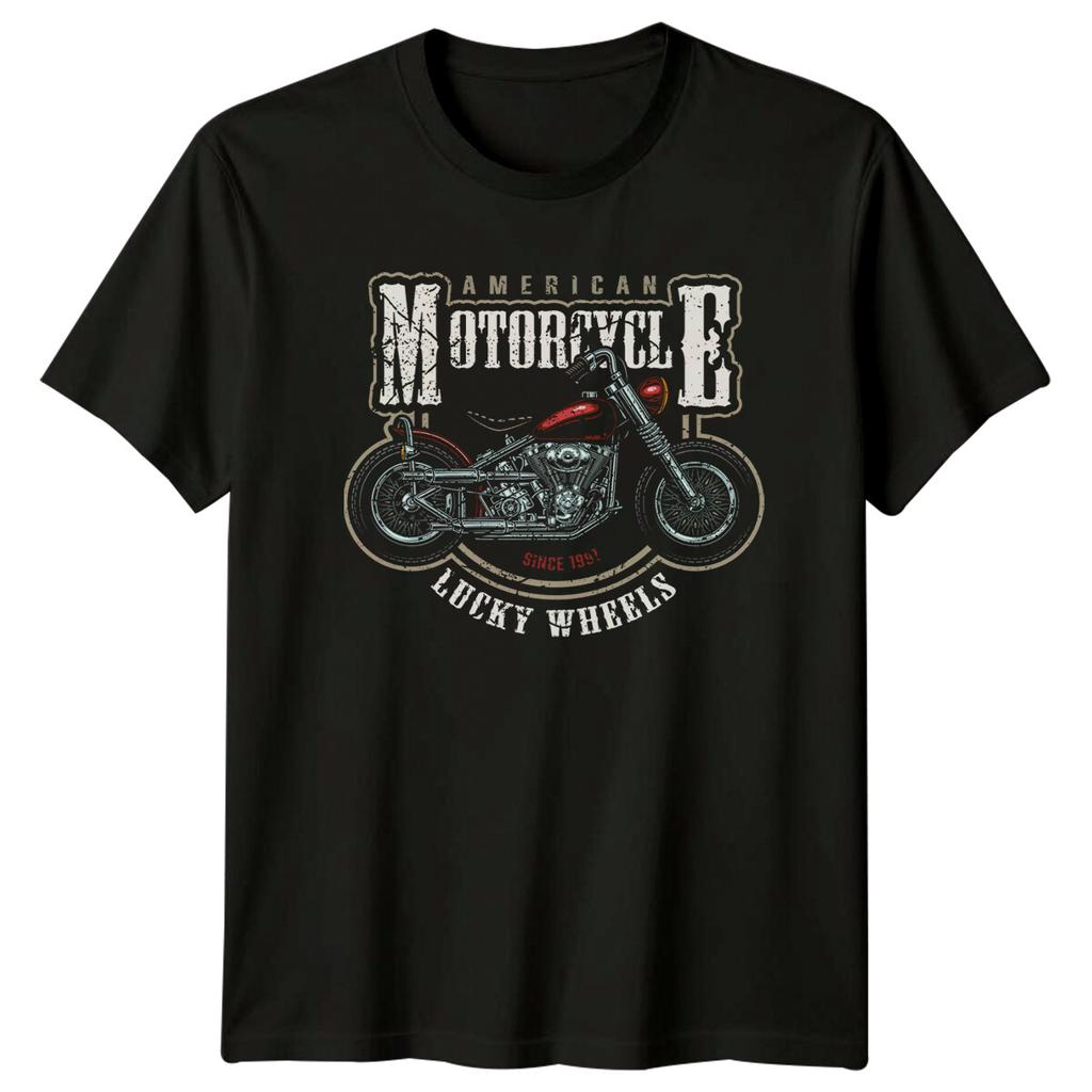 American Motorcycle Lucky Wheels Since 1991 Unisexs TShirt Unisexs Tee Graphic