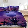 3pcs Halloween Horror Hand Rising from Graveyard Comforter Set with One Quilt Cover and Two Pillowcases (No Core) - Festival Gift, Home Decor, Anime C