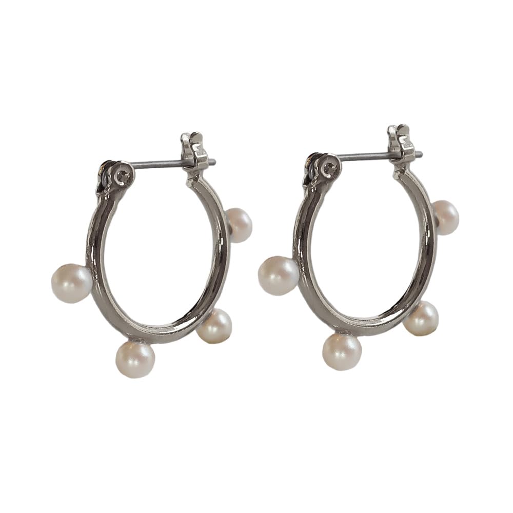 

Серьги Pearl Hoop Catchless Crossing, изготовленные из K18GP [Melody Accessories], серьги, серьги, Япония, титан, (CR-N16) (Серебряный цвет)