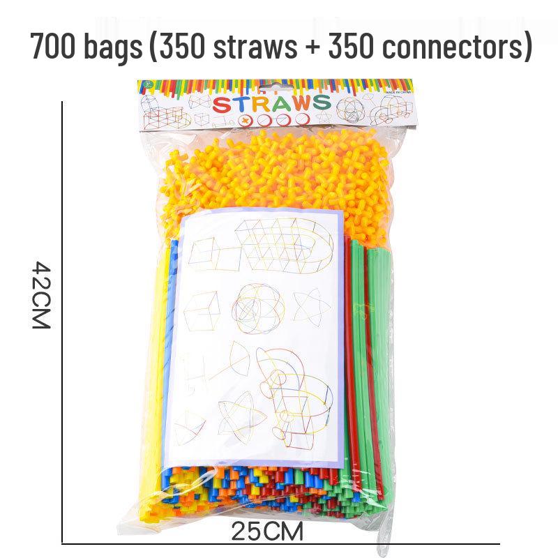 Children's 4D Interlocking Straw Building Blocks for Kindergarten Assembly