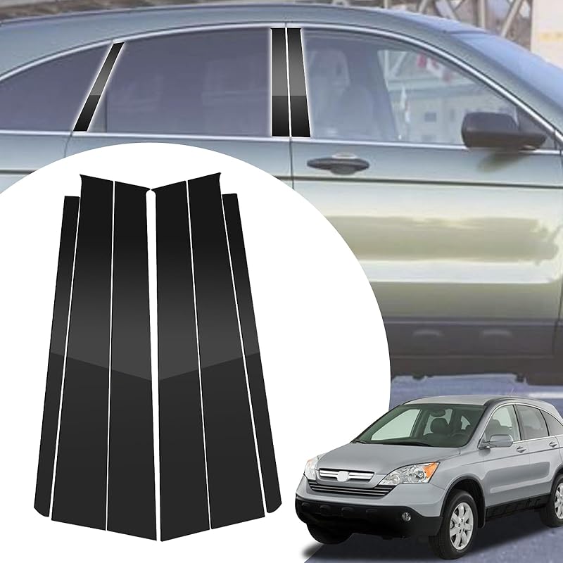 6pcs Glossy Black Exterior Door Window Pillar Posts Molding Cover Panel Trim Stickers Side Door Window Cover Trim Kits for Honda Civic 11th Gen  