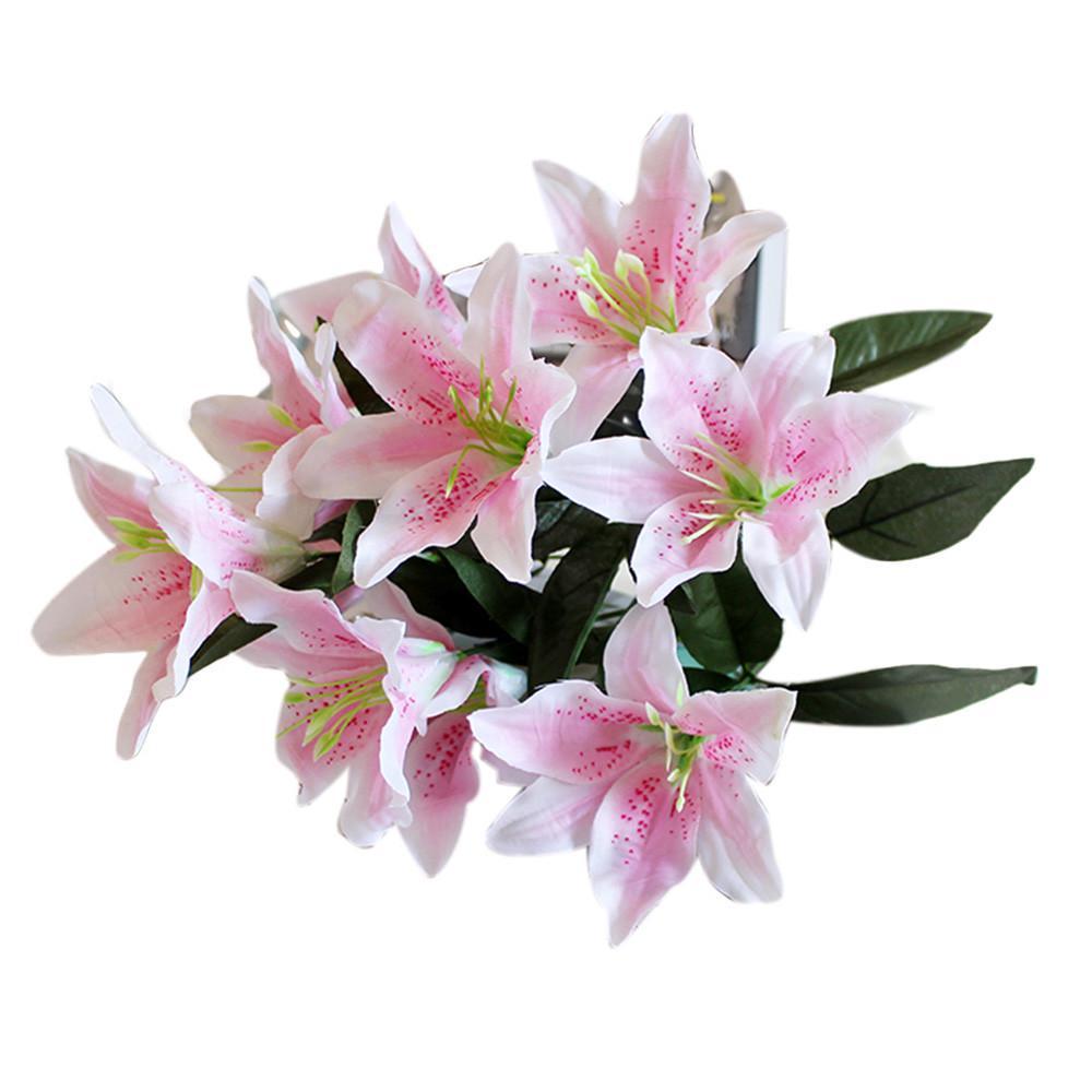 10 Heads Artificial Lily Flowers European Multicolor Fake Bridal Flower Bouquet Wedding Home Party Decoration Flowers