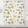 2Pcs Cute Animal Curtains Cartoon Elephant Crocodile Pattern Living Room Bedroom Kids Room Sunshade Zoo Theme Decor Curtains