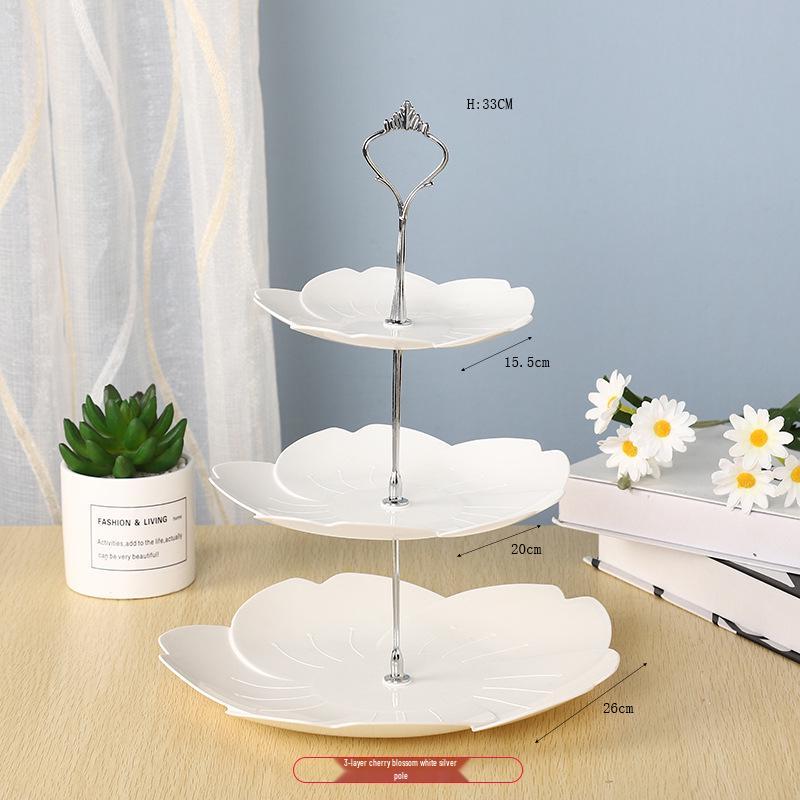 Trzypoziomowy europejski stojak na ciasto do popołudniowej herbaty - Kreatywna wielowarstwowa plastikowa taca na desery i talerz na owoce