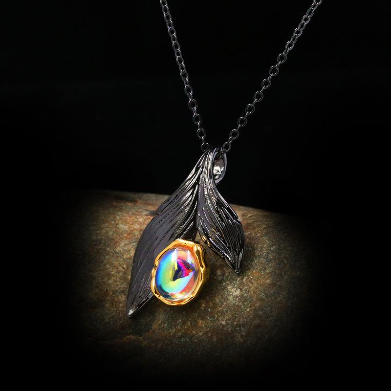 Feather Neck Double Turquoise Collar Collarbone Chain Wild Chain Necklace Choker Multi-Layer Copper