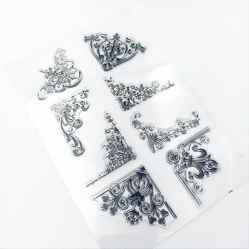 

11*16cm Lace Angle Transparent Clear Stamps / Silicone Seals Roller Stamp For DIY Scrapbooking Photo Album/Card Making белый