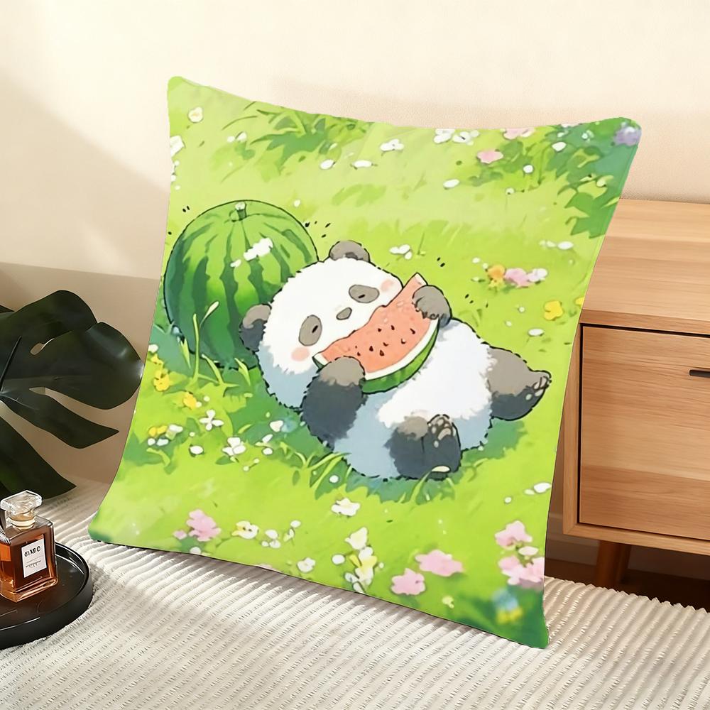 Cartoon drawing animal Cushion Cover Silky Short Plush Home Sofa Cushion Cover - Invisible Zipper Home Decoration