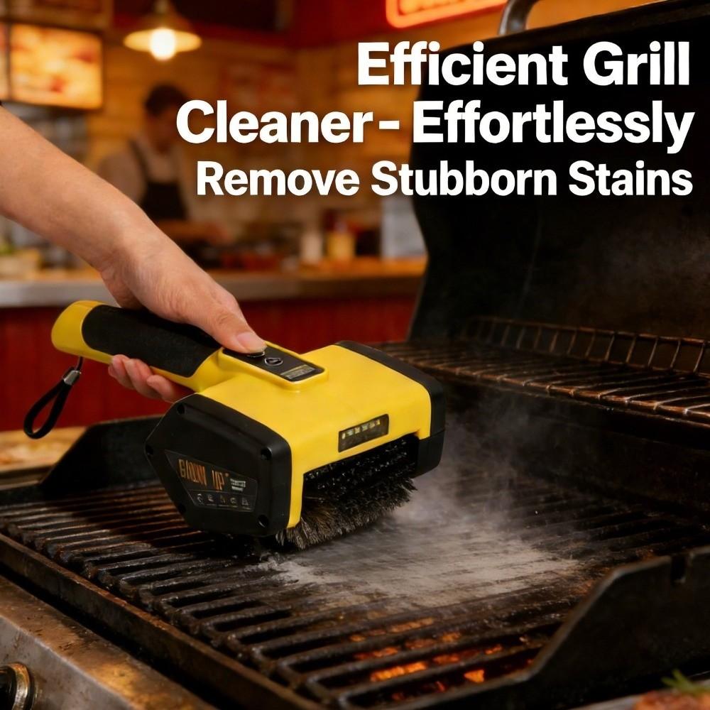 Wireless BBQ Grill Cleaning Brush LED Light Electric Roller Brush  Outdoor Grill