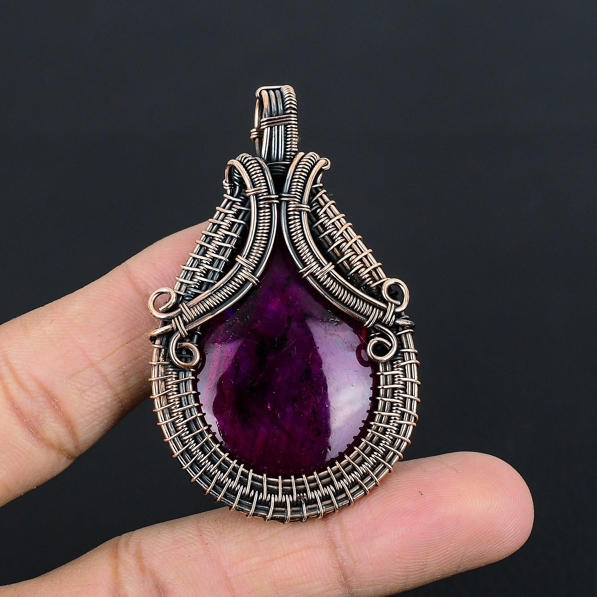 

Украшения из лабрадорита Pink Flash, обернутые медной проволокой 999 пробы, Ручная работа, Прекрасный кулон с драгоценным камнем для женщин 2.55 Inches