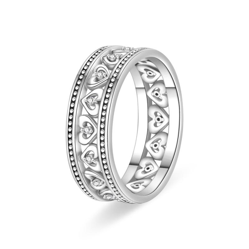 New 100% 925 Silver Fashion Sunflower Sun Moon Wide Rings Classic Heart-Shaped Crown Female Rings Elegant Party Jewelry