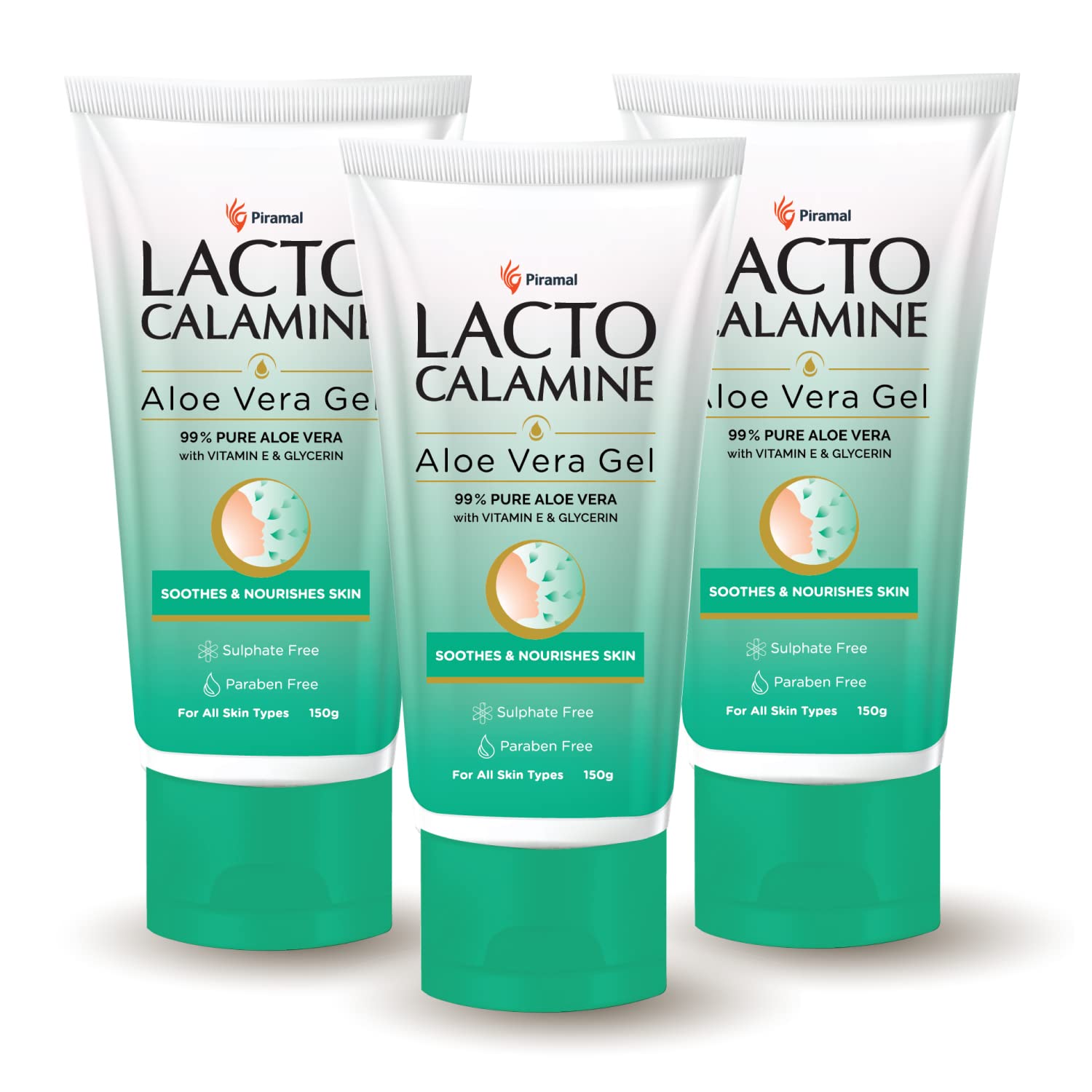 

Lacto Calamine Aloe Vera Gel 150 g x Pack Of 3 Lightweight Hydrating Moisturizer For Face Body Hair Non Sticky Care