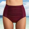 Women's Fashion -Colour Sexy Pleated High-Waisted Bikini Bottoms