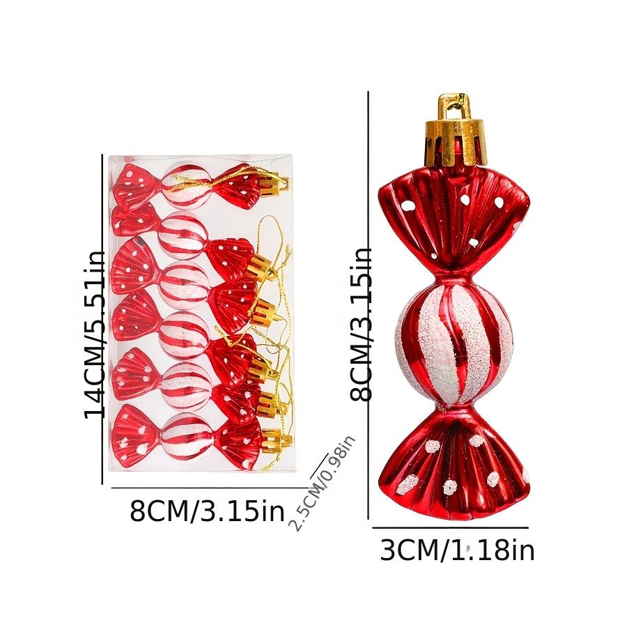 

6 шт. Рождественская елка, конфеты, подвесные украшения, рождественская вечеринка, блестящие, красные, искусственные конфеты, подвеска, украшения для дома, витрины магазина красный