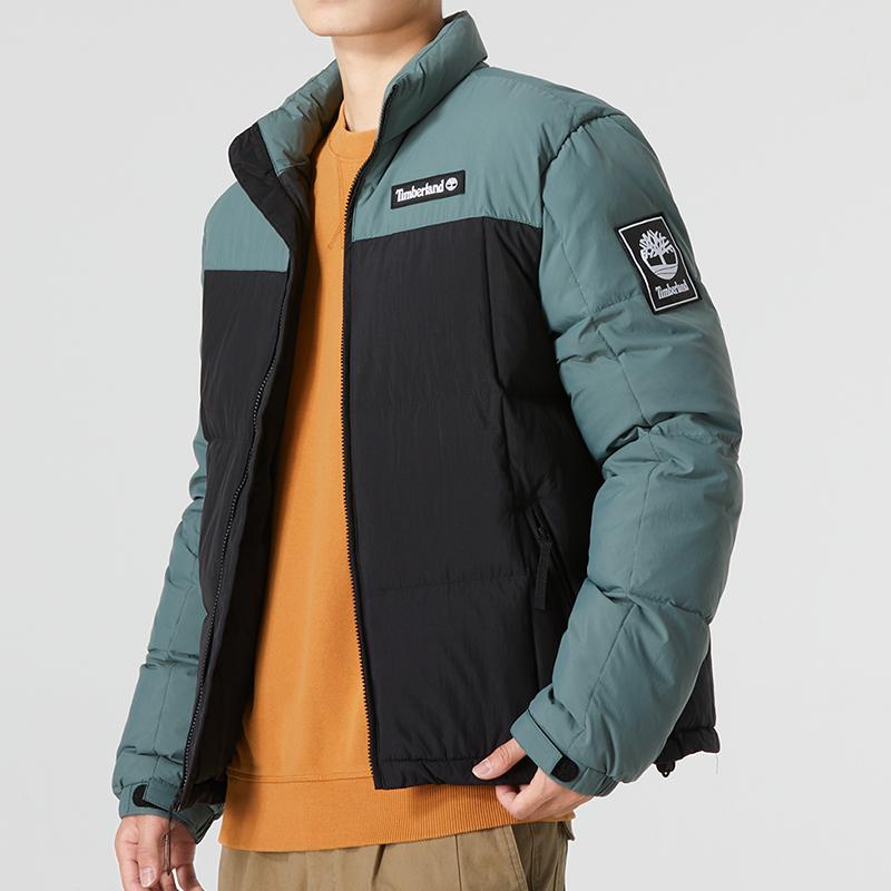 Timberland Outdoor Archive Puffer Jacket Color Block Sports Casual Stand Collar Down Jacket Winter Men Jacket Green A5VED-DA9