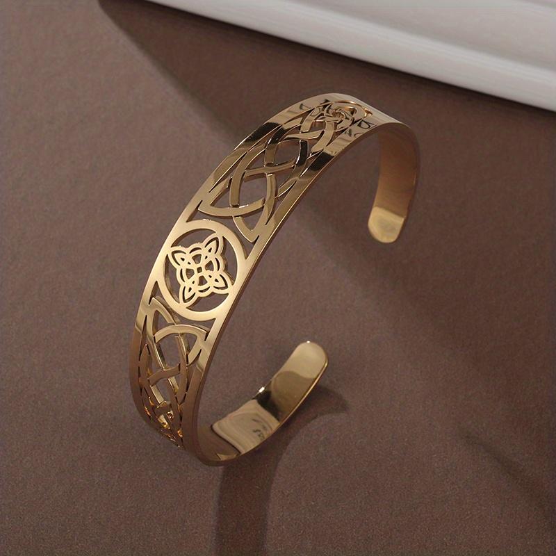 SEUSUK Adjustable Celtic Witch Knot Bracelet - 304 Stainless Steel Open Bangle Knot Amulet Jewelry золотистый