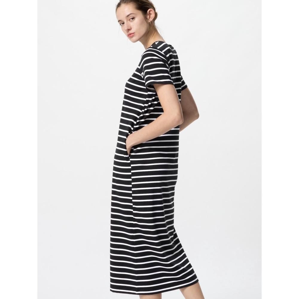 

Uniqlo Платье-бюстгальтер Airism Cotton Striped с коротким рукавом 09 BLACK/WOMEN XS