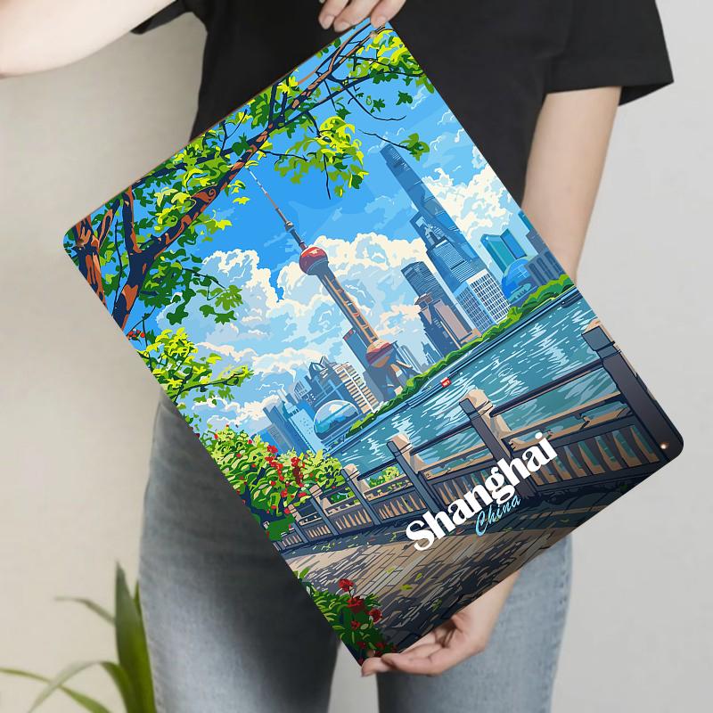 Shanghai Skyline Metal Wall Art Lujiazui Financial District Cityscape Home Decor Souvenir