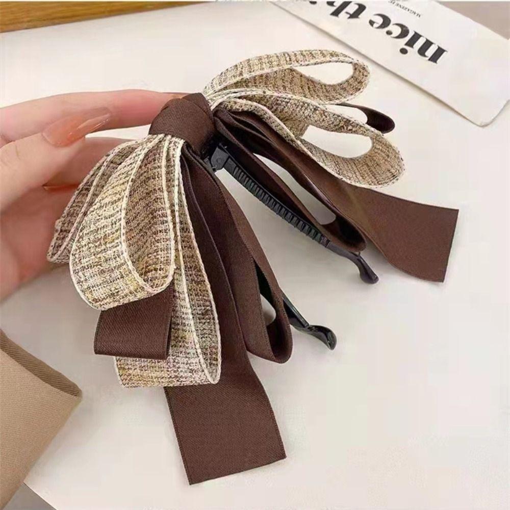 Ponytail Holder Cloth Banana Clip Hairpin Bowknot Hair Clip Cute Bow Vertical Clip  Girls