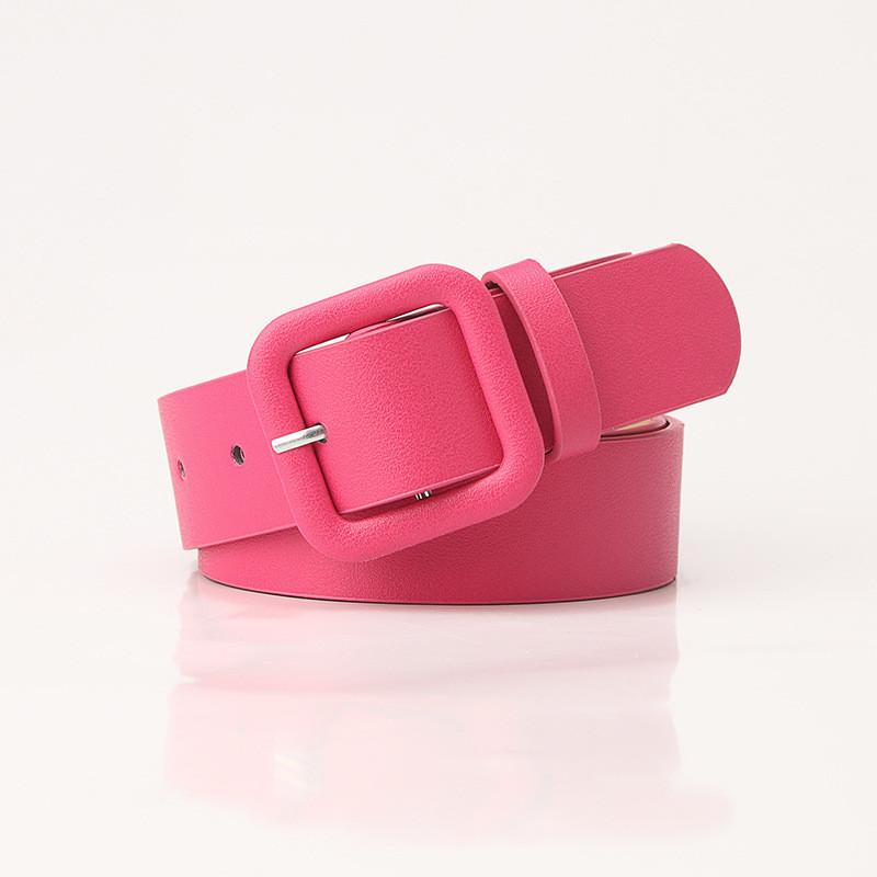 Elegant Ladies Faux Leather Belt With Geometric Buckle For Chic Sophisticated Look