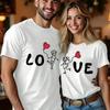 Couple Tshirts Love Print Matching Outfits Unisex Unisex Cute Cartoon Heart Short Sleeve Tees Valentines Day Casual Tops