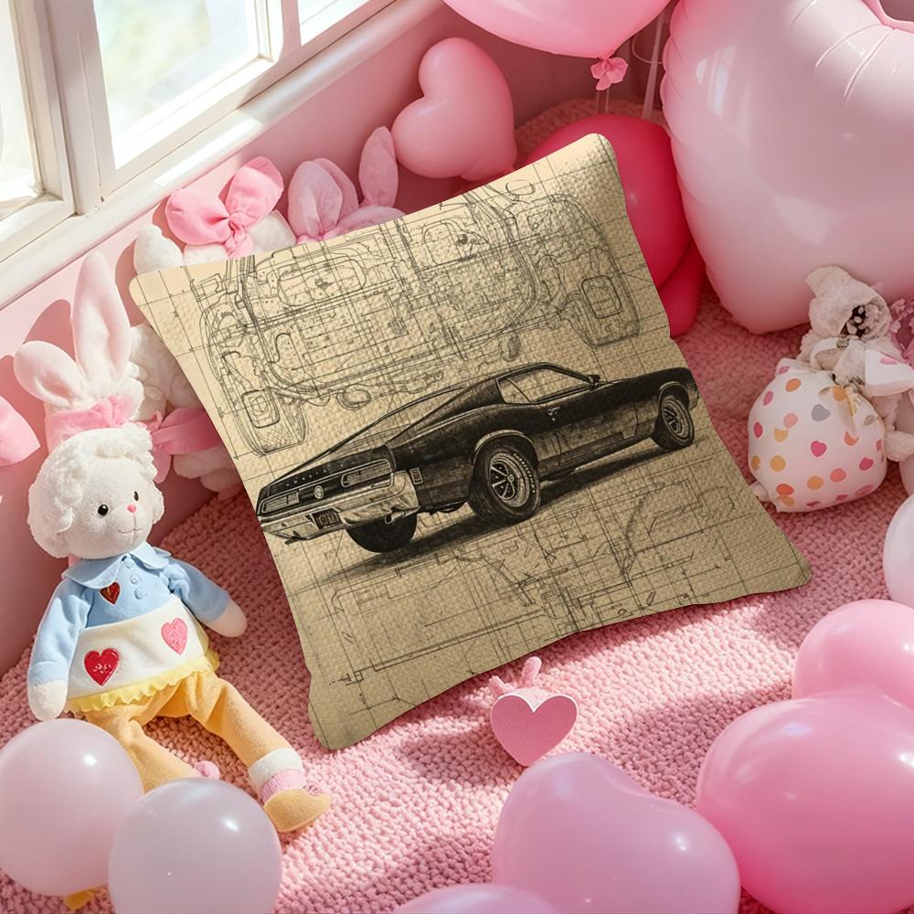 Da Vinci Inspired Sketches Pillow Case Anti-Dustmite Pillowcase Invisible Zipper Silky Short Plush Sofa Cushion Cover