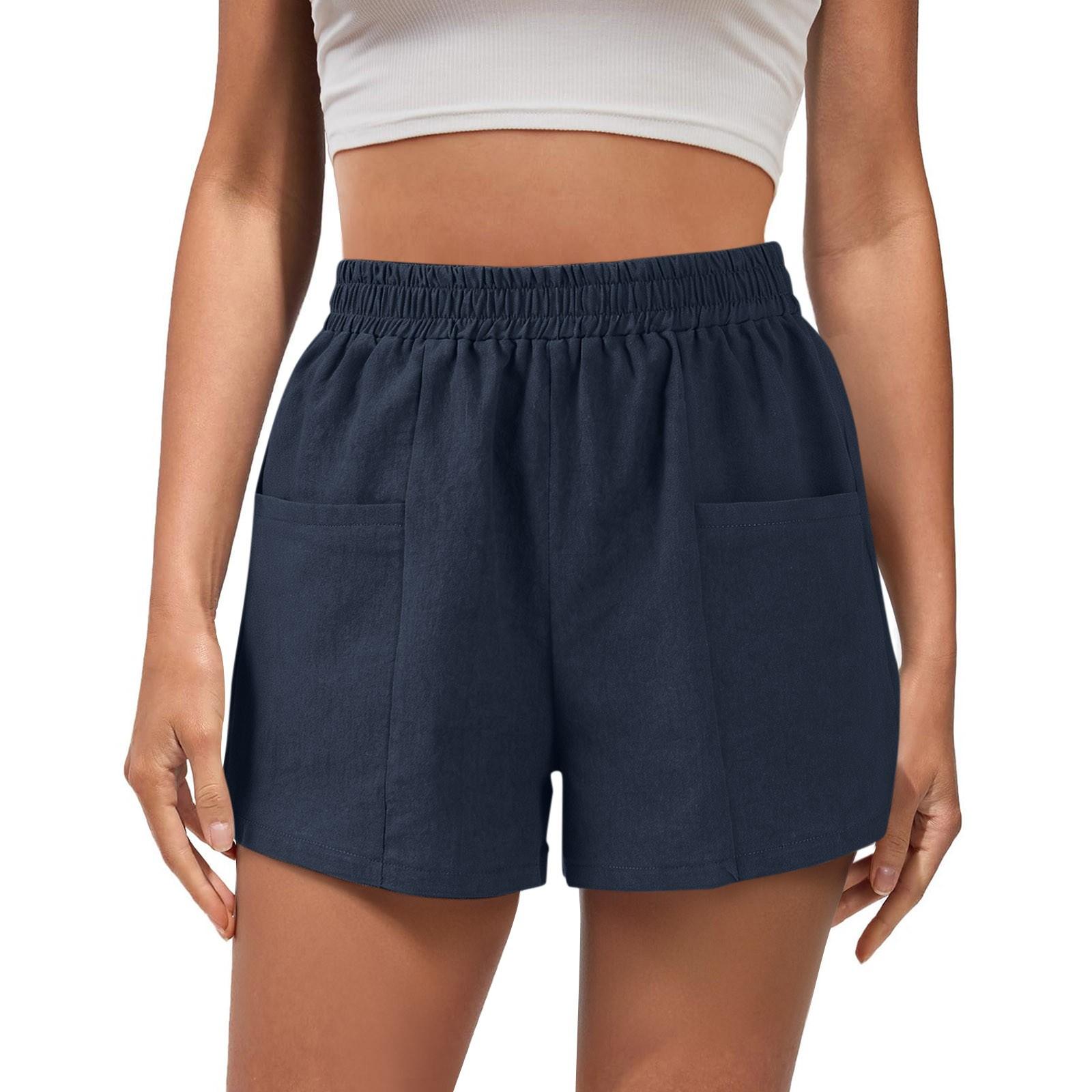 Women s Casual Elastic Fashion Shorts M тёмно-синий