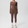 Dual-Sided Solid Color Long-Sleeve Yoga and Running Set - Two-Piece Fitness Outfit