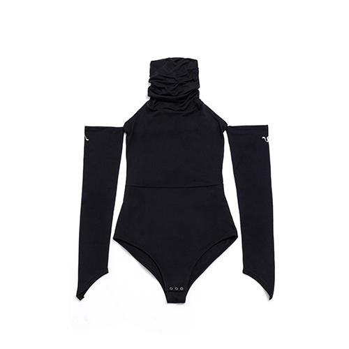Cmeez Loose Neck Long Sleeve Bodysuit Black/S