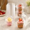 Individual Dessert Packages in Clear Plastic with Hinged Domed Covers and Fold-Over Fasteners for Takeout Display