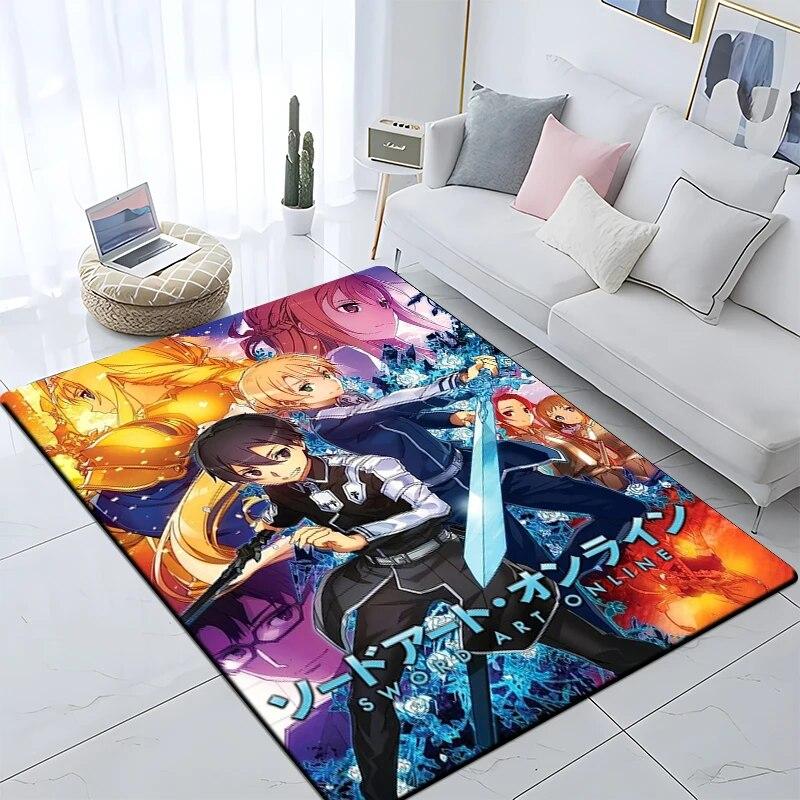 

Гаряче аніме SAO Sword Art Online Pattern Квадратний килим Сучасний будинок Вітальня Підлога Матова спальня Килимок Гра Периферійний 40cm x 60cm