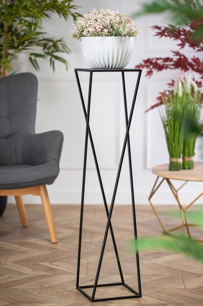 Kwietnik Nowoczesny Czarny Stojący 100Cm