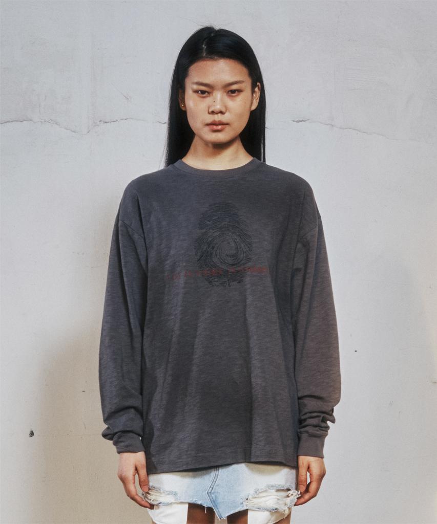 THEVINYLHOUSE Fingerprint Slub Ls Tee Charcoal