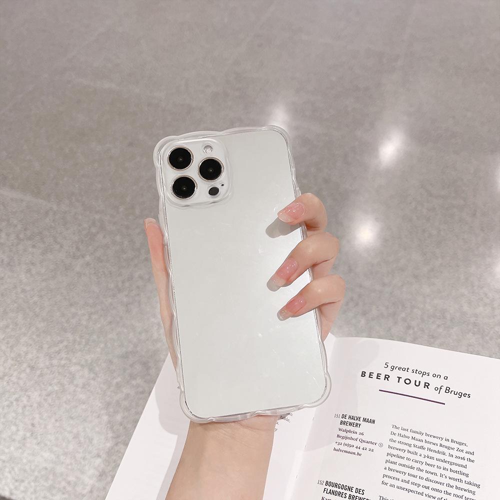 Translucent Large Waves Iphone14pro Max Apple 15 Mobile Phone Case 11 Anti Fall 16 Soft 8p Solid Color 13 Suitable X