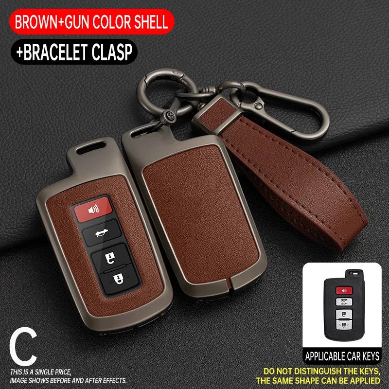 2 3 4 Buttons Zinc Alloy Leather Car Key Case Cover for Toyota RAV4 Highlander Avalon Sequoia Tundra Tacoma 4Runner Cruise Prius