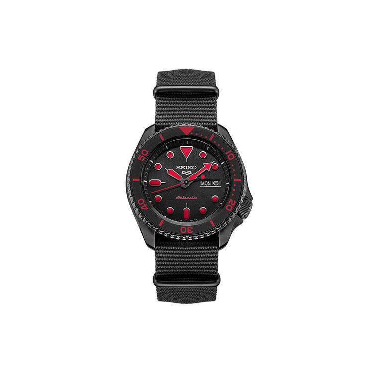 Seiko Mechanical Movement Nylon Strap Watch Men's Watches Black Dial SRPD83K1