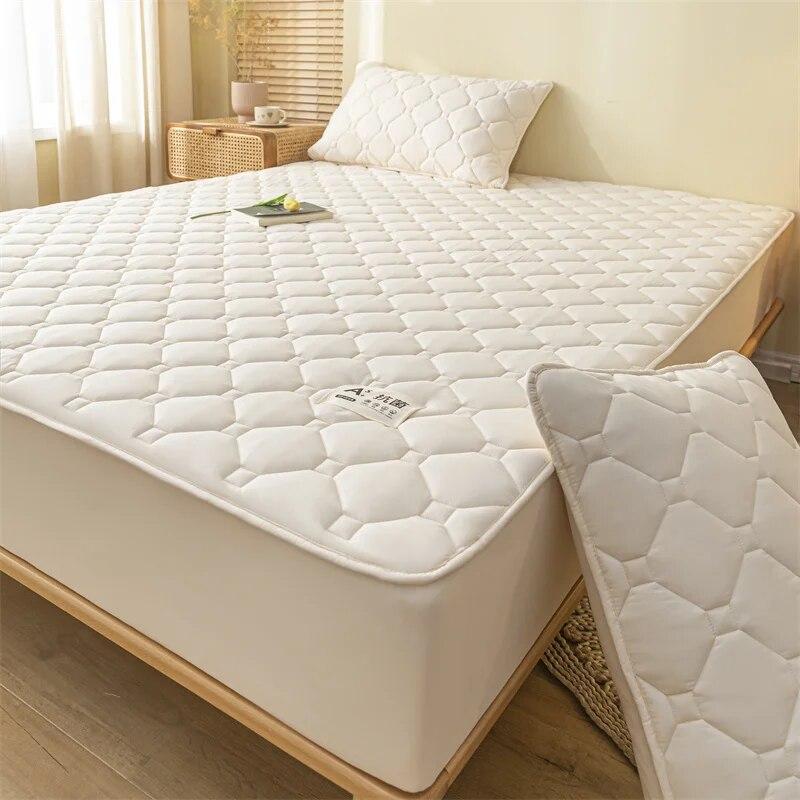 Thicken Mattress Cover Cotton Quilted Bed Cover Anti-bacterial Mattress Protector Topper Pad Soft Fitted Sheets Thick Bed Linens